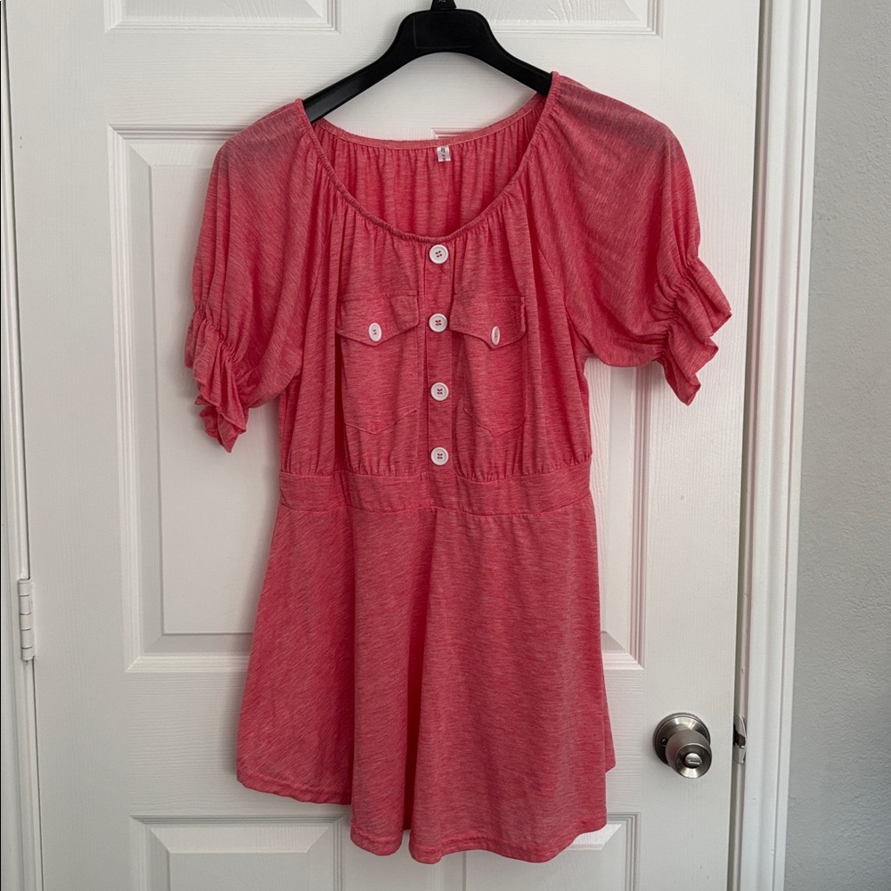 Red Button-Front dress w53